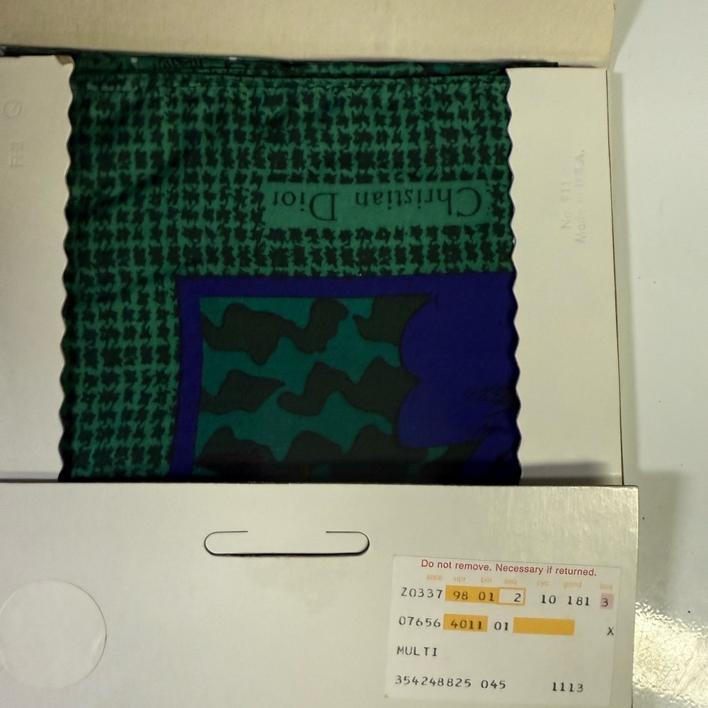 Dior Green and Blue Patterned Scarf